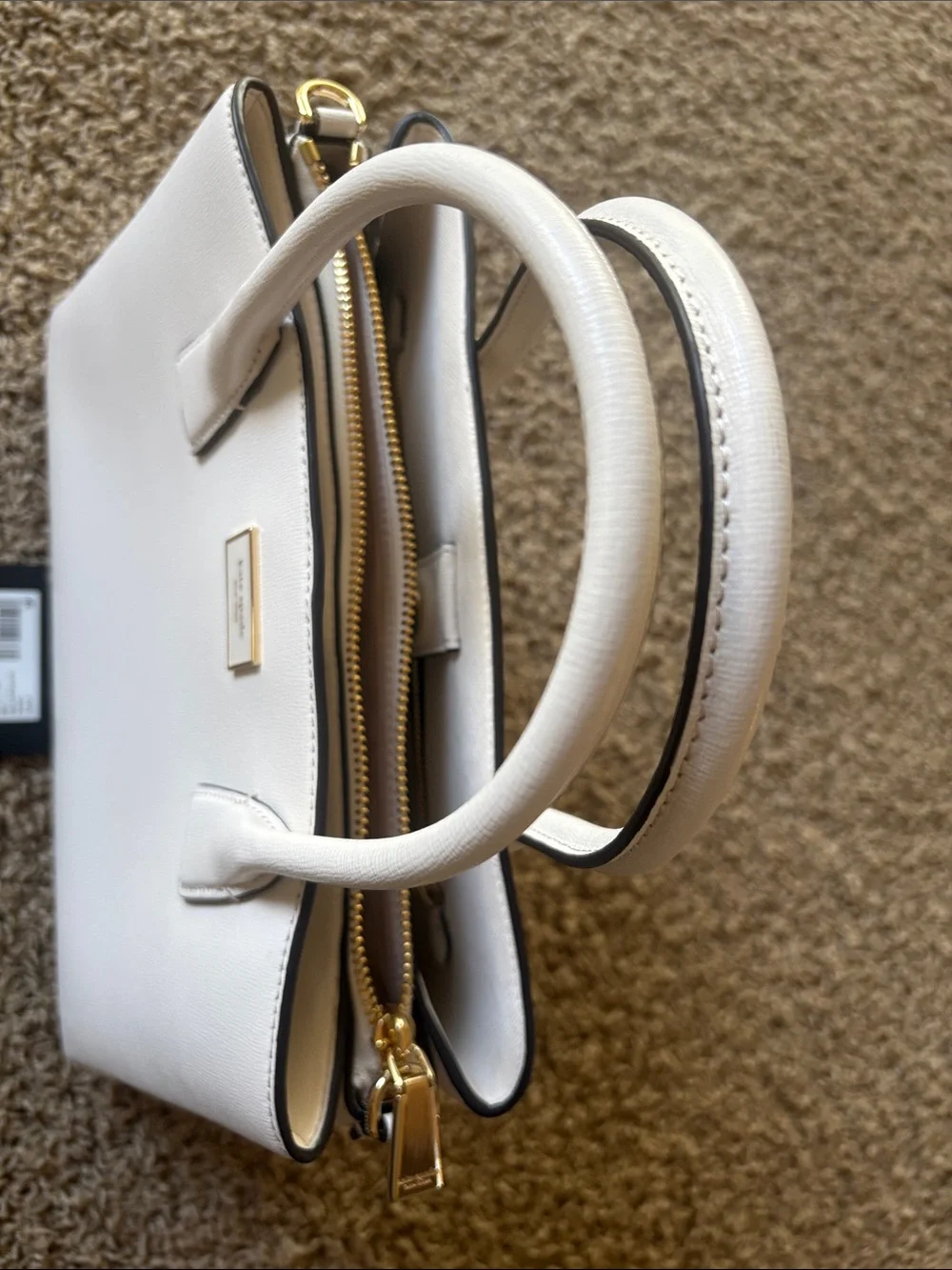 kate spade ♠️ White Serena Saffiano Satchel with Gold Hardware 🌟